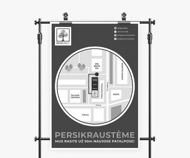 remelis.lt plakatas reminimo salonas poster design remelis